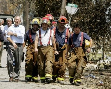 Bush Uses Firemen As Props